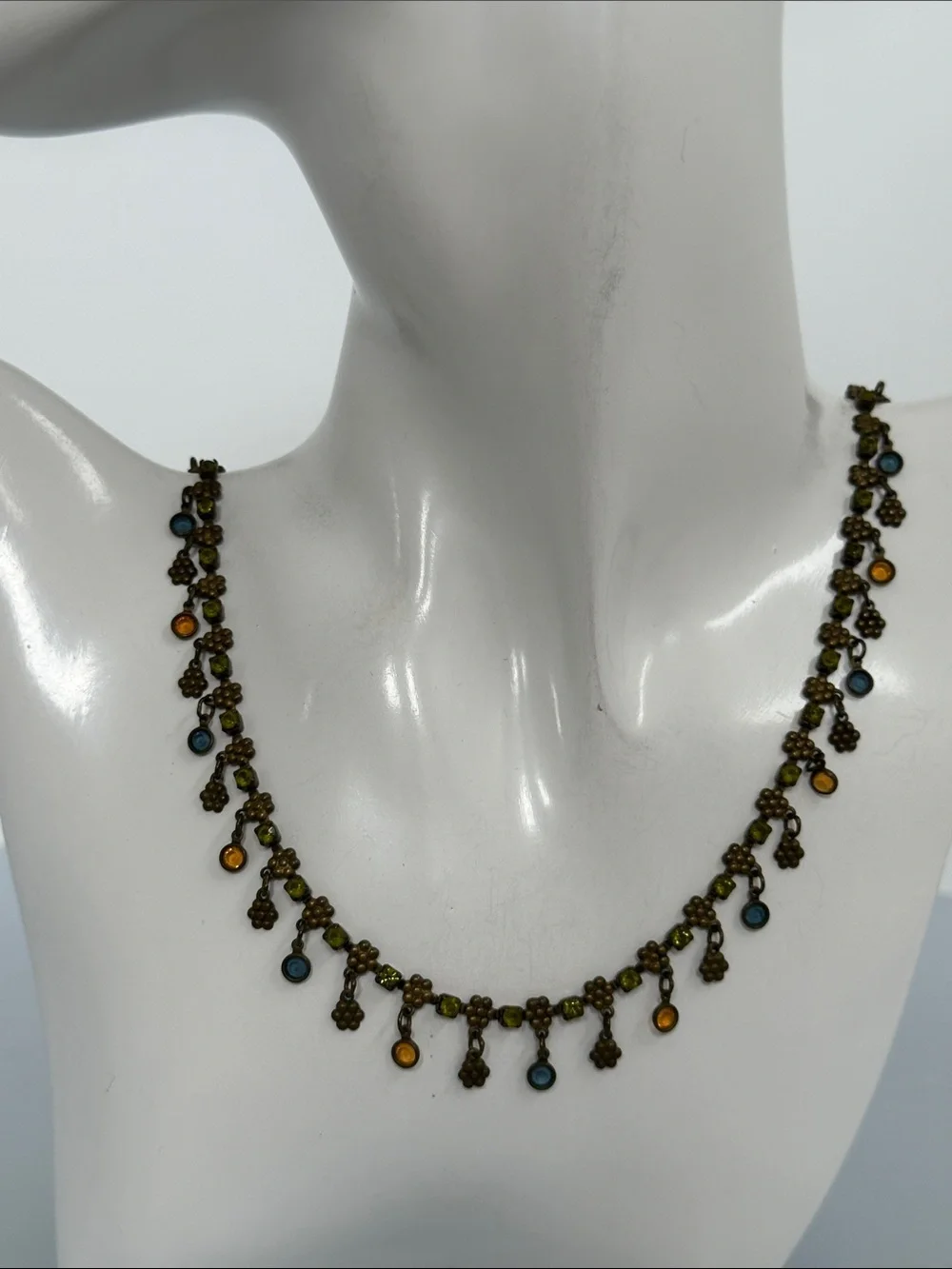 SORRELLI Vintage Multicolor Drop Necklace - Blue & Amber Accents​